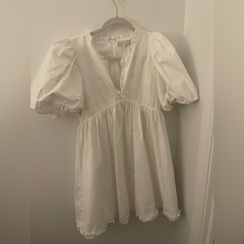 endless rose ruffle white mini dress